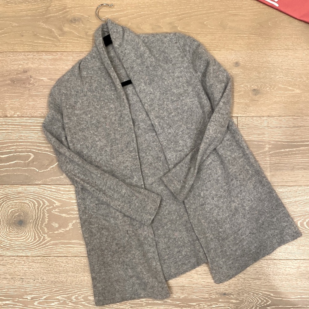 White + Warren 100% Cashmere Cardigan Open Front Sweater Longline Soft Size S